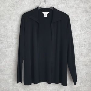 Misook Open Front Collared Cardigan